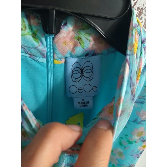 Cece High Neck High Low Ruffled Sleeveless Dress Sz 8 Boho Feminine Cottage Core - Picture 5 of 9